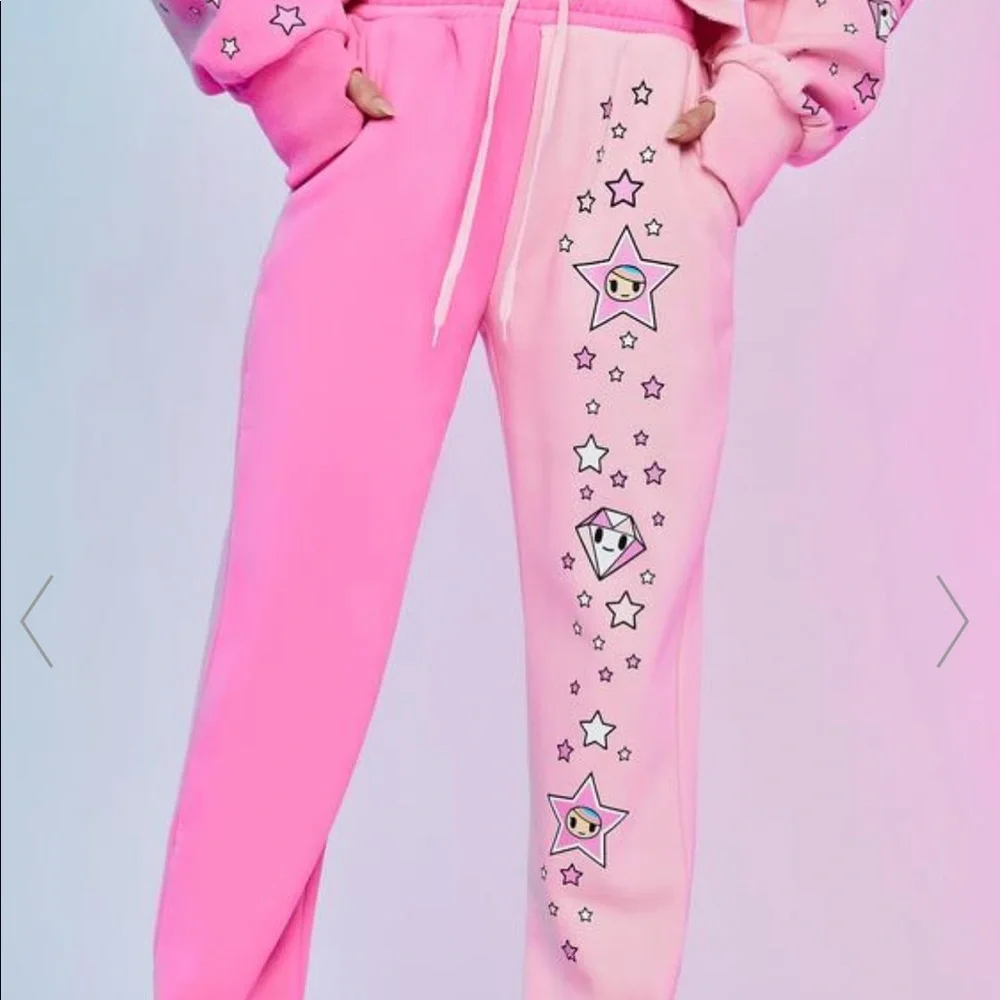 NWT Tokidoki: Rare 🔥 XS Aim for the Stars Graphic TwoTone Pink Drawstring Jogger